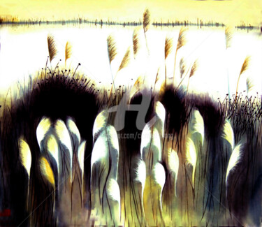 Malerei mit dem Titel "Wheat Field" von Clement Tsang, Original-Kunstwerk, Aquarell