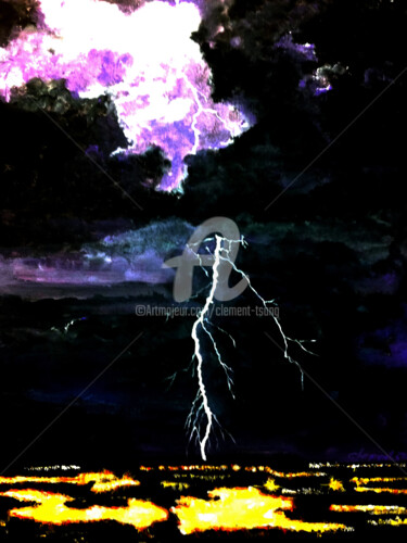 Painting titled "Lightning and Thund…" by Clement Tsang, Original Artwork, Acrylic