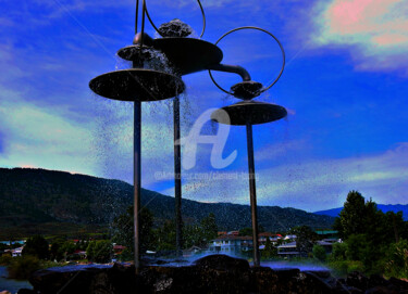 Photography titled "Water Spray on Lamp…" by Clement Tsang, Original Artwork, Digital Photography