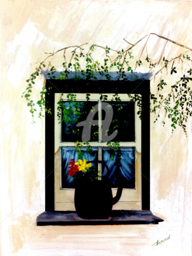 Malerei mit dem Titel "The Window Display" von Clement Tsang, Original-Kunstwerk, Acryl