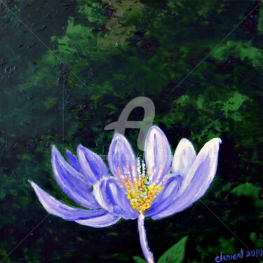 Painting titled "A-White Lotus" by Clement Tsang, Original Artwork, Acrylic