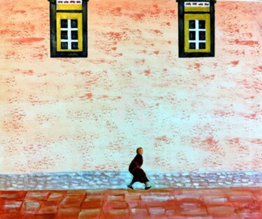 Schilderij getiteld "Lonely Tibet Monk" door Clement Tsang, Origineel Kunstwerk, Acryl