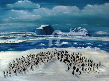 Painting titled "Thousands of Pengui…" by Clement Tsang, Original Artwork, Oil
