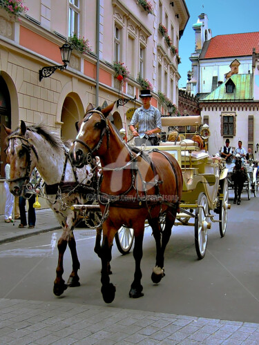 Photographie intitulée "Europe - Horse Cart…" par Clement Tsang, Œuvre d'art originale, Photographie numérique