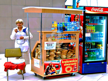 Photography titled "Lady Selling Bagel…" by Clement Tsang, Original Artwork, Digital Photography