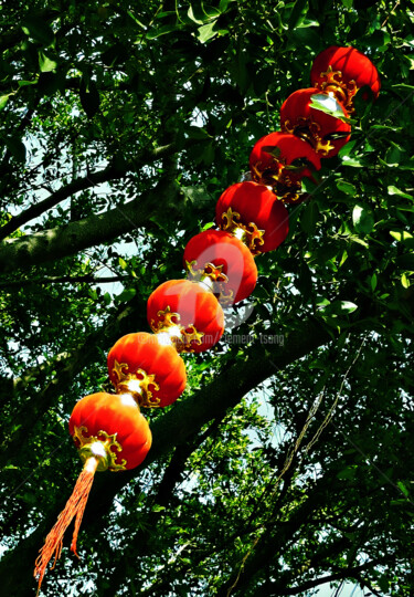 Photographie intitulée "Red Lantan Hanging…" par Clement Tsang, Œuvre d'art originale, Photographie numérique