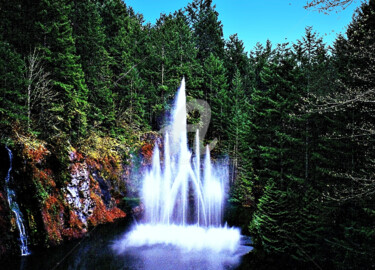 Photographie intitulée "Waterfall in the ga…" par Clement Tsang, Œuvre d'art originale, Photographie numérique