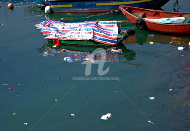Photography titled "HK41-Boat on Dirty…" by Clement Tsang, Original Artwork, Digital Photography