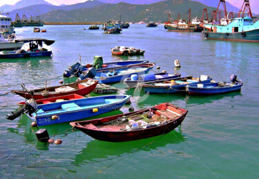 Photography titled "HK65-Boats Parking…" by Clement Tsang, Original Artwork, Digital Photography