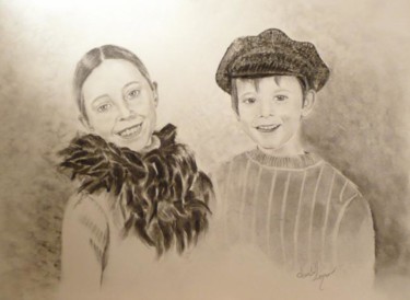 Peinture intitulée "Maëlys et Enzo‏" par Chantal Henry Lener, Œuvre d'art originale, Huile
