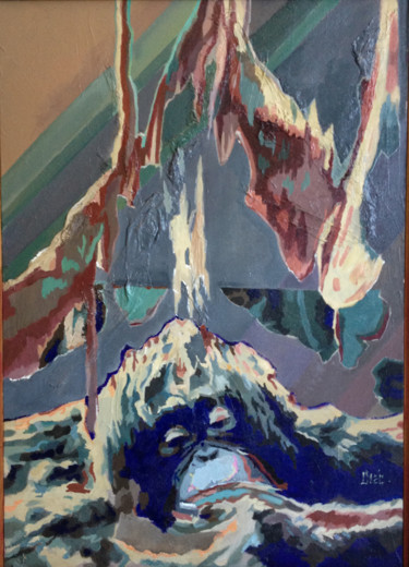 Pittura intitolato "Mélancolie." da Cleo-La Girafe Bleue, Opera d'arte originale, Acrilico Montato su Telaio per barella in…