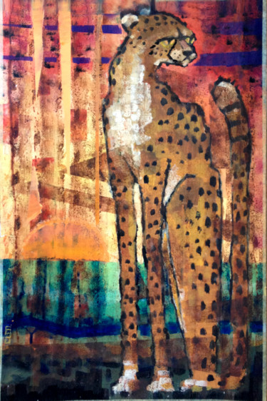 Schilderij getiteld "Avant-la-chasse." door Cleo-La Girafe Bleue, Origineel Kunstwerk, Acryl