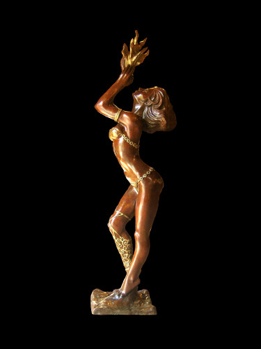 Skulptur mit dem Titel "Le feu sacré" von Clerc-Renaud, Original-Kunstwerk, Metalle