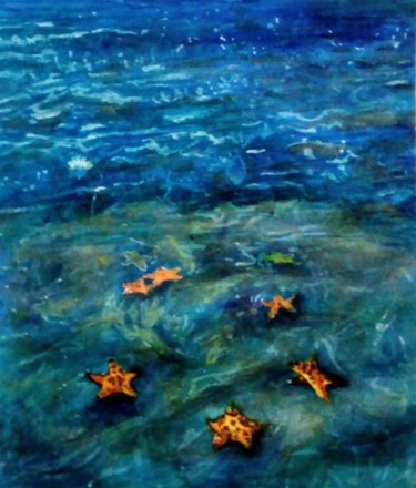 Painting titled "Conchas do Mar" by Cleusa Maria De Souza Nunes Vieira, Original Artwork, Watercolor