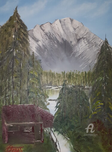 Schilderij getiteld "Hunting Cab" door Andy Cleys Augustine (August A.C), Origineel Kunstwerk, Olie Gemonteerd op Frame voor…