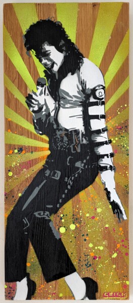 Painting titled "Recycling Michael J…" by Click, Original Artwork, Acrylic Mounted on Wood Panel