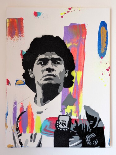 Painting titled "Legendario" by Click, Original Artwork, Stencil Mounted on Wood Stretcher frame