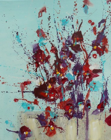 Картина под названием "Fleur d'espoir (Flo…" - Cynthia Ligeros, Подлинное произведение искусства, Масло