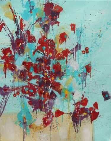 Картина под названием "Fleur de Chance (Fl…" - Cynthia Ligeros, Подлинное произведение искусства, Масло Установлен на Деревя…