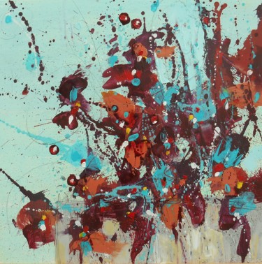 Картина под названием "Fleur du nouvel an…" - Cynthia Ligeros, Подлинное произведение искусства, Масло