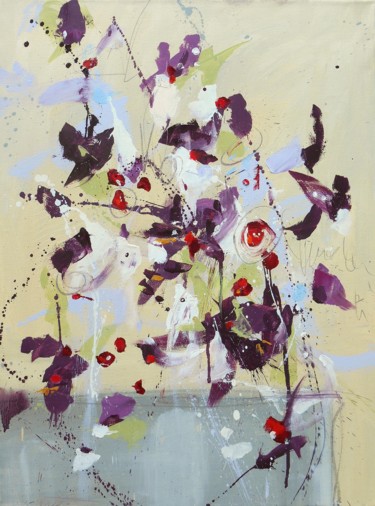 Peinture intitulée "Fleur du Ciel de l'…" par Cynthia Ligeros, Œuvre d'art originale, Huile Monté sur Châssis en bois