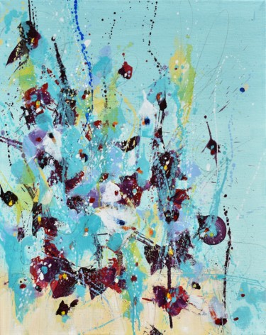 Картина под названием "Fleur du Vendredi (…" - Cynthia Ligeros, Подлинное произведение искусства, Масло Установлен на Деревя…