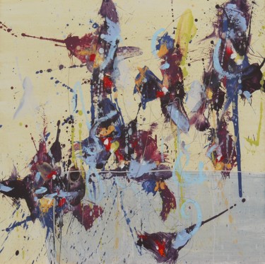 Malerei mit dem Titel "Fleur de Rire (Flow…" von Cynthia Ligeros, Original-Kunstwerk, Öl
