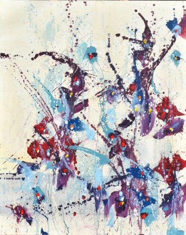 Painting titled "Fleur de Promesse (…" by Cynthia Ligeros, Original Artwork, Oil Mounted on Other rigid panel