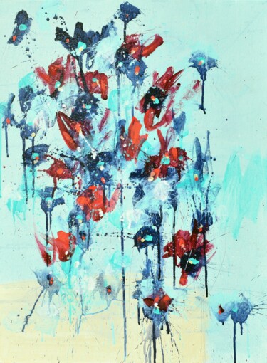 Peinture intitulée "Blue Valentine's Day" par Cynthia Ligeros, Œuvre d'art originale, Acrylique Monté sur Autre panneau rigi…