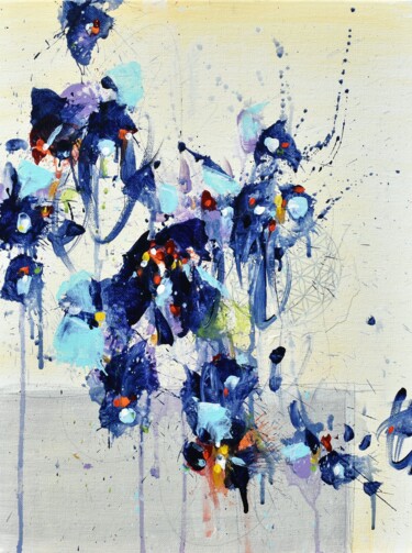 Ζωγραφική με τίτλο "Fleur de Vie (Flowe…" από Cynthia Ligeros, Αυθεντικά έργα τέχνης, Ακρυλικό Τοποθετήθηκε στο Άλλος άκαμπτ…