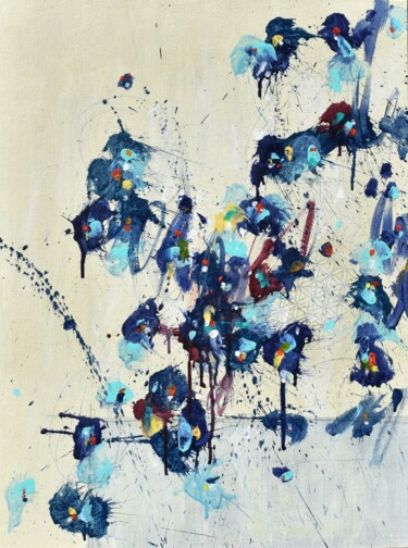 Malerei mit dem Titel "Fleurs de Vies (Flo…" von Cynthia Ligeros, Original-Kunstwerk, Acryl Auf Andere starre Platte montiert