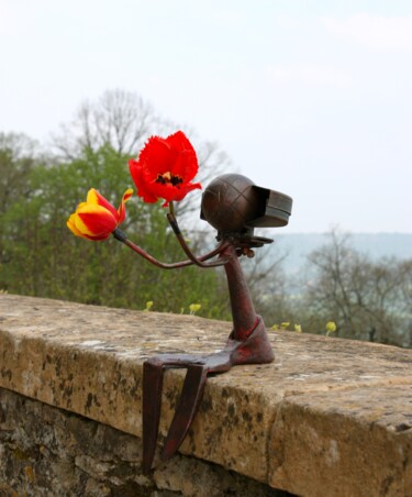Sculpture intitulée "Playing with flowers" par Clive Manuel, Œuvre d'art originale, Métaux