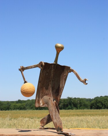 Sculpture titled "Bowling" by Clive Manuel, Original Artwork, Metals