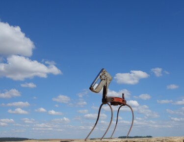 Skulptur mit dem Titel "Staple dog" von Clive Manuel, Original-Kunstwerk, Metalle