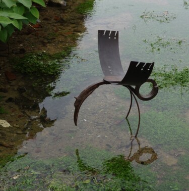 Sculpture intitulée "Bird And Reflection" par Clive Manuel, Œuvre d'art originale, Métaux