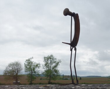 Sculpture titled "Tired" by Clive Manuel, Original Artwork, Metals