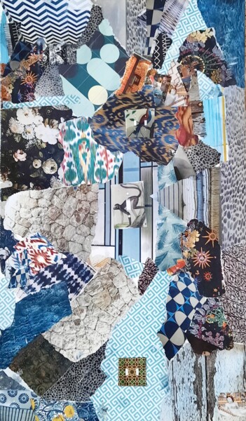 Collages titled "Bleu" by Clo Vanoye, Original Artwork, Collages