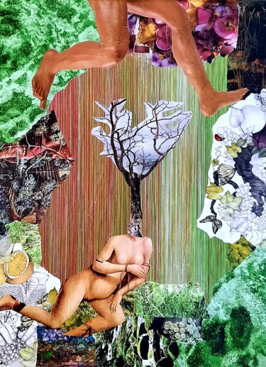 Collages titled "ORGANIC" by Clo Vanoye, Original Artwork, Collages Mounted on Wood Stretcher frame