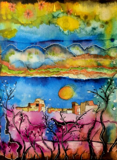Painting titled "Paysages" by Clo Vanoye, Original Artwork, Watercolor