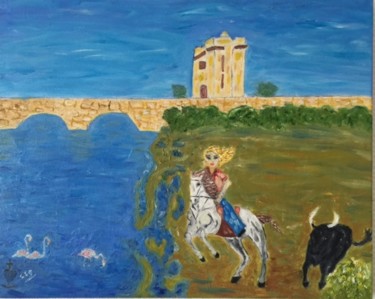 Painting titled "BALLADE EN CAMARGUE" by Clo, Original Artwork