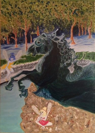 Painting titled "LES ELFS DE LA FONT…" by Clo, Original Artwork