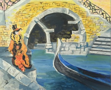 Painting titled "LE PONT DES SOUPIRS" by Clo, Original Artwork