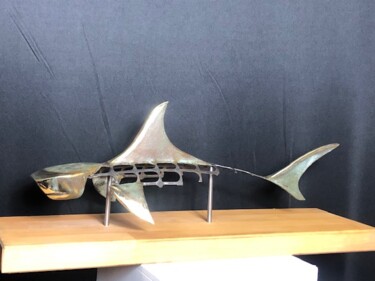 Sculpture intitulée "Tiger Shark" par Claude Germain, Œuvre d'art originale, Bronze