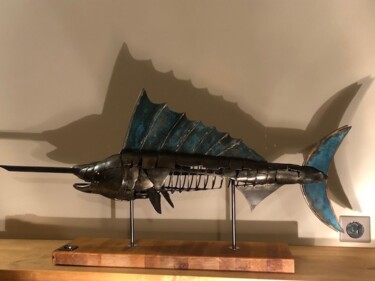 Sculpture intitulée "Espadon voilier" par Claude Germain, Œuvre d'art originale, Métaux