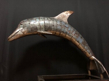 Sculptuur getiteld "Flipper" door Claude Germain, Origineel Kunstwerk, Metalen