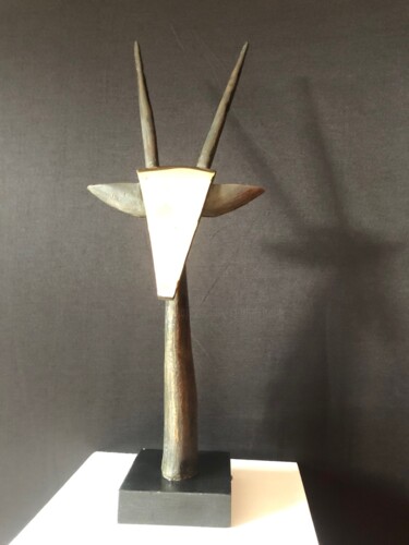 Escultura intitulada "L'antilope noire" por Claude Germain, Obras de arte originais, Bronze