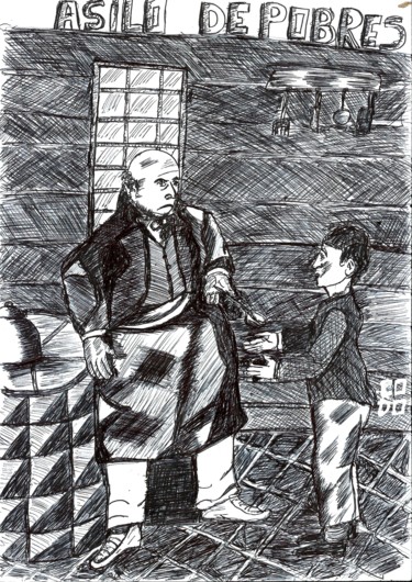 Desenho intitulada "Oliver no asilo de…" por Codo Clodoaldo Turcato, Obras de arte originais, Ponta de prata