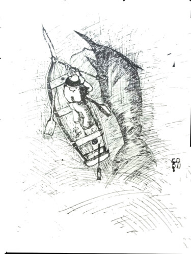 "O velho e o mar, qu…" başlıklı Tablo Codo Clodoaldo Turcato tarafından, Orijinal sanat, Mürekkep