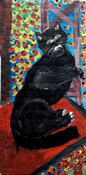 Painting titled "O gato de seu Henry" by Codo Clodoaldo Turcato, Original Artwork, Acrylic
