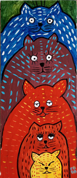 Schilderij getiteld "Família de gato" door Codo Clodoaldo Turcato, Origineel Kunstwerk, Acryl